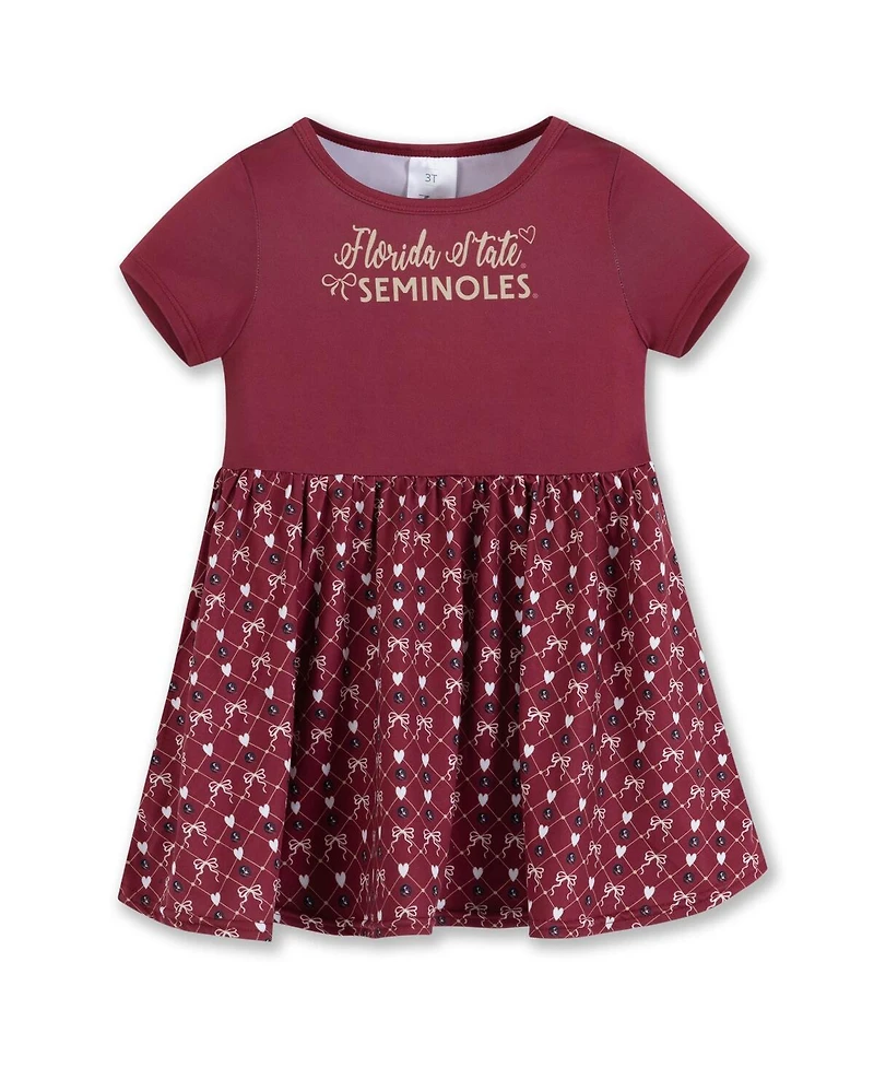 ZooZatz Girls Toddler Garnet Florida State Seminoles Short Sleeve Dress
