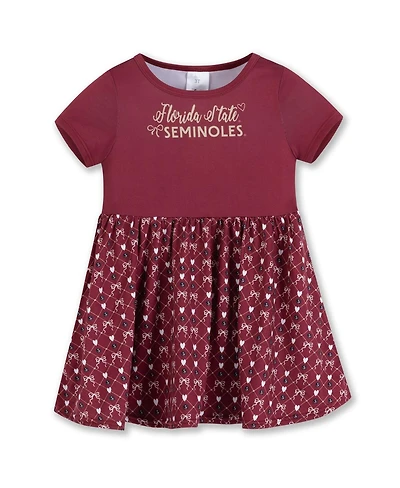 ZooZatz Girls Toddler Garnet Florida State Seminoles Short Sleeve Dress
