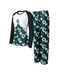 Concepts Sport Women's 2-Piece Hunter Green Michigan State Spartans Tinsel Ugly Sweater Long Sleeve Top and Pants Sleep Set