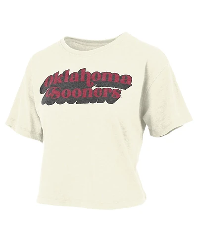 Pressbox Women's White Oklahoma Sooners Easy Team Name Waist-Length T-Shirt