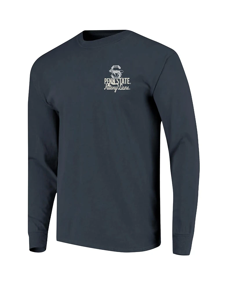 Image One Men's Navy Penn State Nittany Lions Comfort Colors Mascot Overlay Long Sleeve T-Shirt
