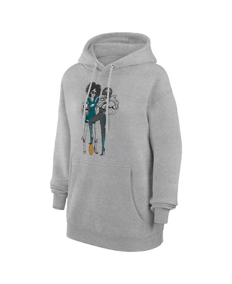 G-iii 4Her by Carl Banks Women's Heather Gray Philadelphia Eagles Football Girls Graphic Pullover Hoodie