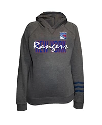 Fanatics Women's Charcoal New York Rangers Plus Lightweight Fleece Raglan Pullover Hoodie