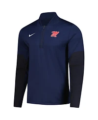 Nike Men's Navy Ole Miss Rebels Dri-fit Half-Zip Pullover Hoodie
