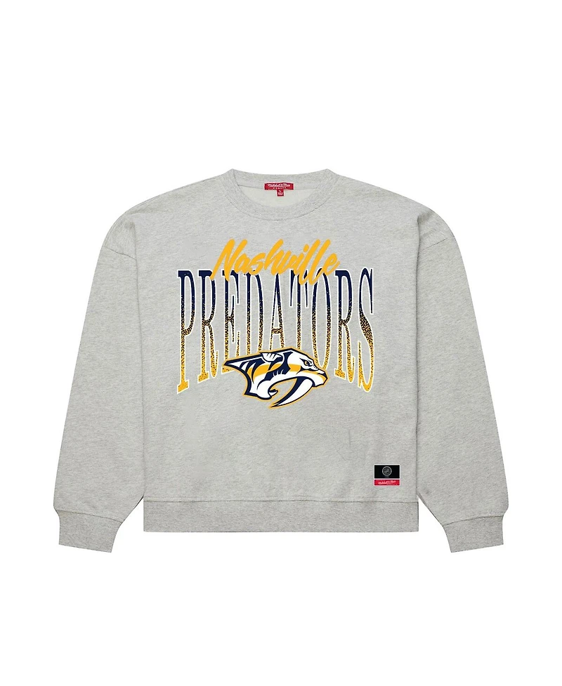 Mitchell & Ness Women's Heather Gray Nashville Predators Hockey Night Sweatshirt