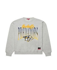 Mitchell & Ness Women's Heather Gray Nashville Predators Hockey Night Sweatshirt