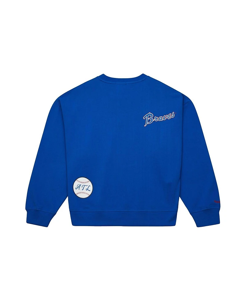 Mitchell & Ness Women's Royal Atlanta Braves Cooperstown Collection Crewneck Sweatshirt