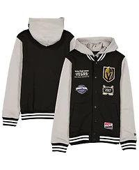 New Era Men's Black/Grey Vegas Golden Knights Full-Snap Fleece Hoodie Jacket