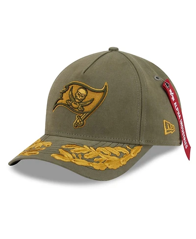 New Era x Alpha Industries Men's Olive Tampa Bay Buccaneers A-Frame 9FORTY Adjustable Hat