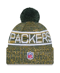 New Era Men's Green Green Bay Packers 2025 Sideline Cold Weather Cuffed Pom with Knit Hat