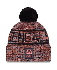New Era Men's Orange Cincinnati Bengals 2025 Sideline Cold Weather Cuffed Pom with Knit Hat
