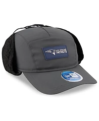 New Era Men's Charcoal New England Patriots 2025 Sideline Cold Weather Runner Dog Ear Adjustable Hat