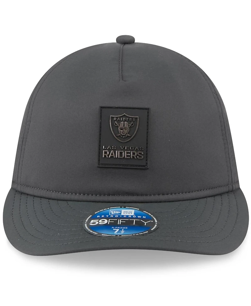 New Era Men's Charcoal Las Vegas Raiders 2025 Sideline Cold Weather Retro Crown 59FIFTY Fitted Hat