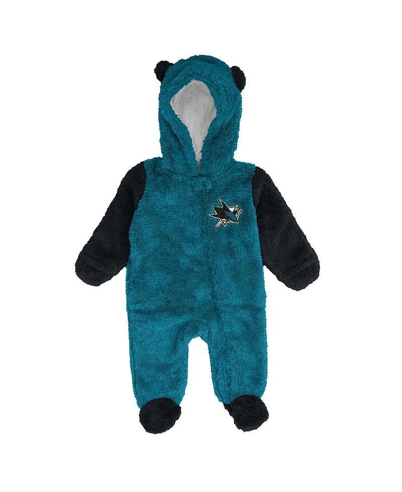 Outerstuff Baby Boys and Girls Newborn Teal San Jose Sharks Stay Napping Fleece Bunting Full-Zip Sleeper