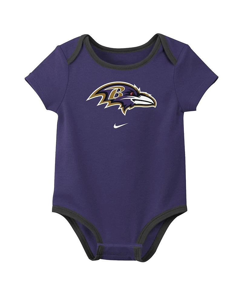 Nike Baby Boys and Girls 3-Piece Baltimore Ravens Bodysuit Set