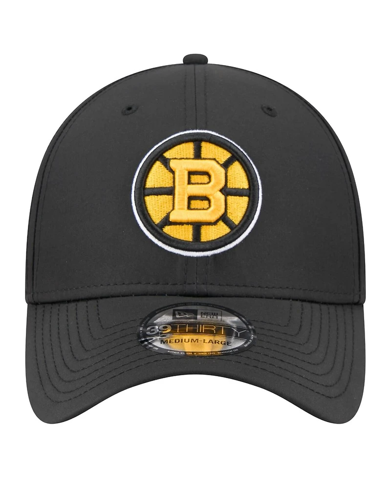 New Era Men's Black Boston Bruins Night 39THIRTY Flex Hat