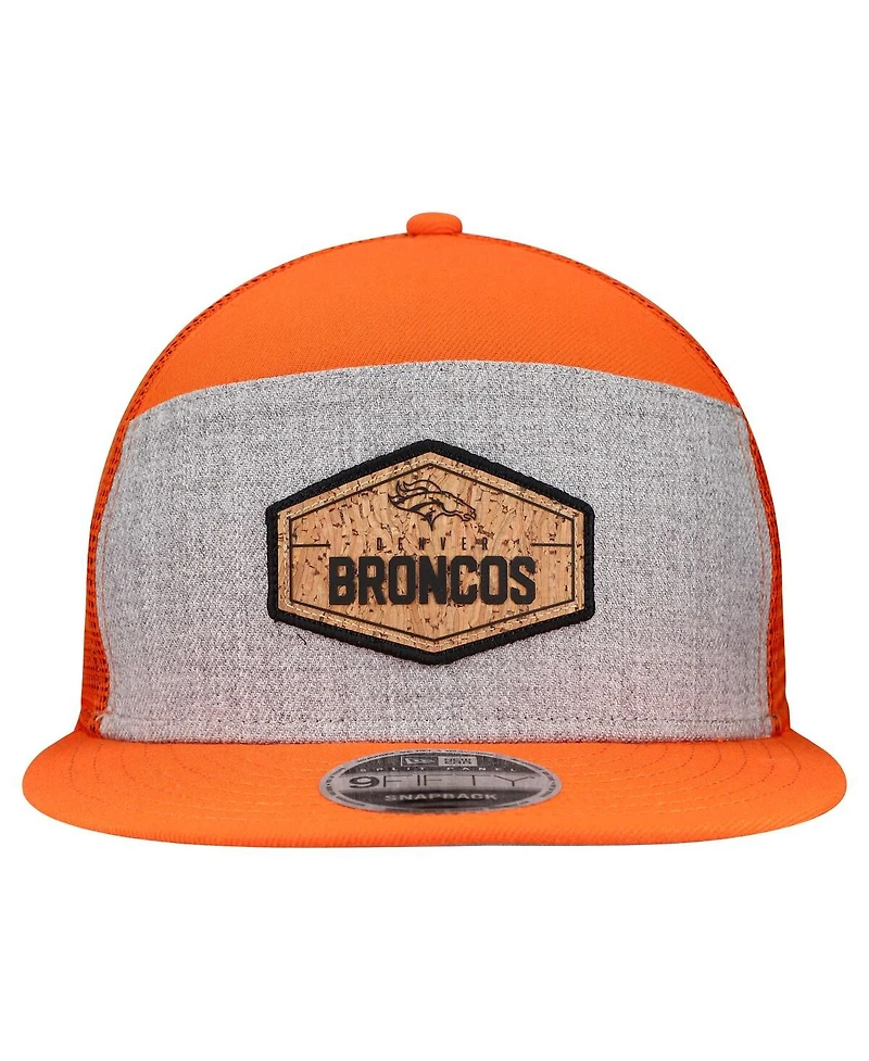 New Era Men's Gray/Orange Denver Broncos Cork Split Panel 9FIFTY Trucker Snapback Hat