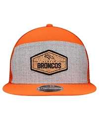 New Era Men's Gray/Orange Denver Broncos Cork Split Panel 9FIFTY Trucker Snapback Hat