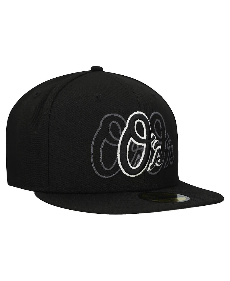 New Era Men's Black Baltimore Orioles Tri-Hit 59FIFTY Fitted Hat
