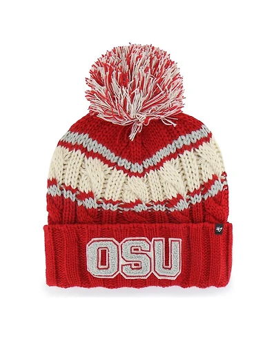 '47 Brand Women's Scarlet Ohio State Buckeyes Emma Cuffed Pom with Knit Hat