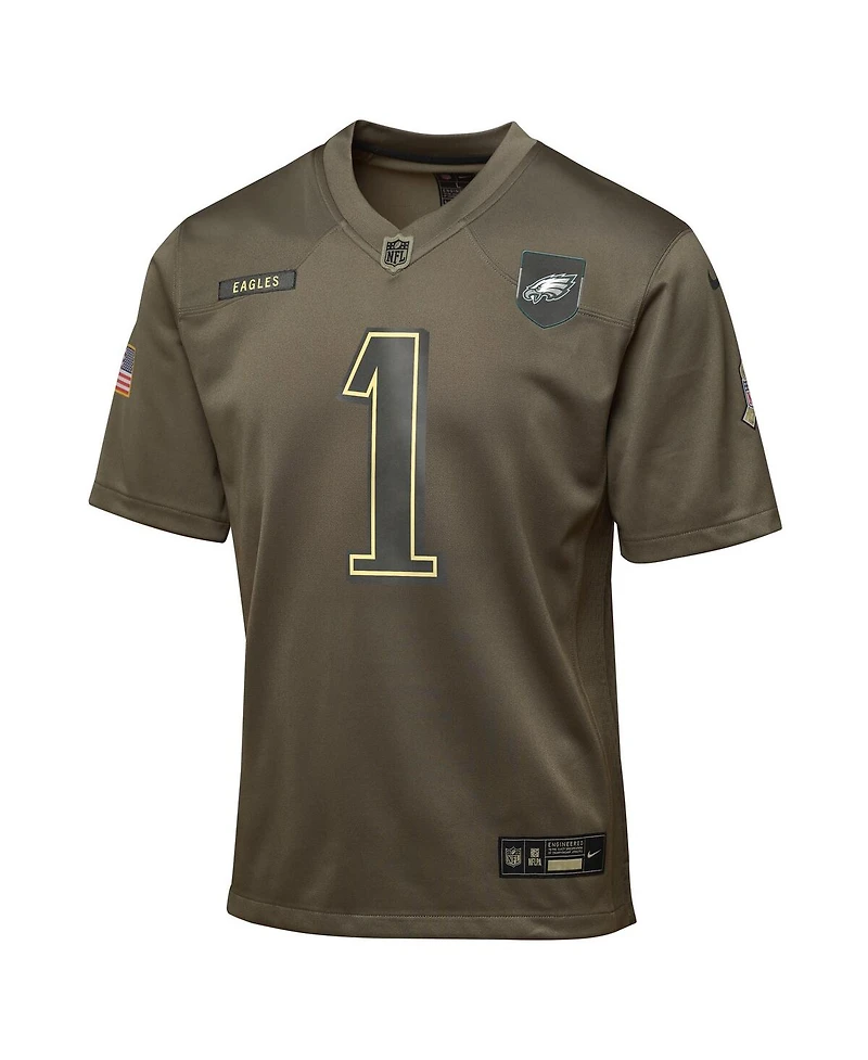 Nike Big Boys and Girls Jalen Hurts Olive Philadelphia Eagles 2025 Salute to Service Game Jersey