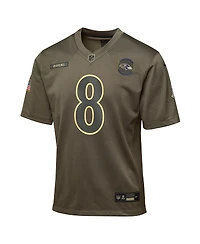 Nike Big Boys and Girls Lamar Jackson Olive Baltimore Ravens 2025 Salute to Service Game Jersey