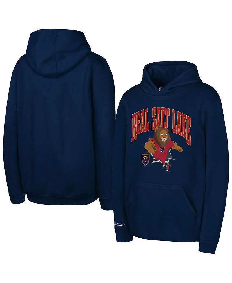 Mitchell & Ness Big Boys and Girls Navy Real Salt Lake Mascot Break Out Pullover Hoodie