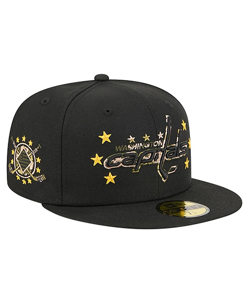 New Era Men's Black Washington Capitals Military Appreciation Digital Camo Stars 59FIFTY Fitted Hat