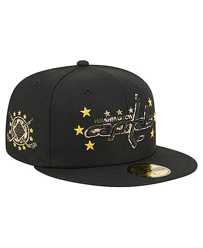 New Era Men's Black Washington Capitals Military Appreciation Digital Camo Stars 59FIFTY Fitted Hat