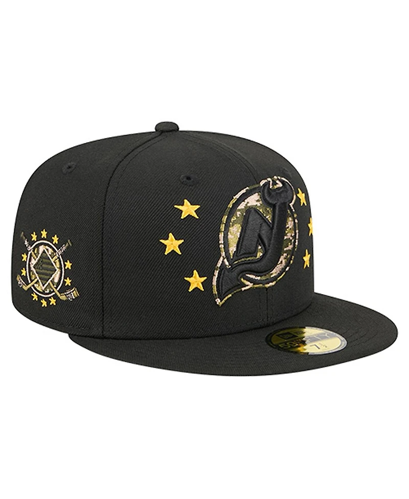 New Era Men's Black Jersey Devils Military Appreciation Digital Camo Stars 59FIFTY Fitted Hat