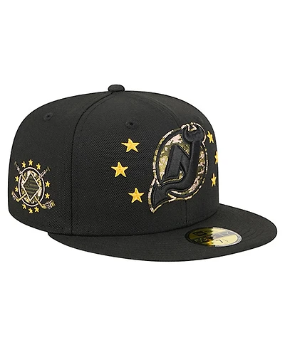 New Era Men's Black Jersey Devils Military Appreciation Digital Camo Stars 59FIFTY Fitted Hat
