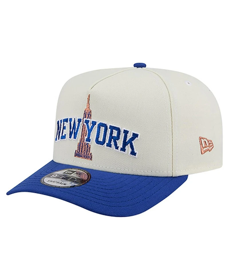 New Era Men's White/Blue New York Knicks A-Frame 9FIFTY Adjustable Hat
