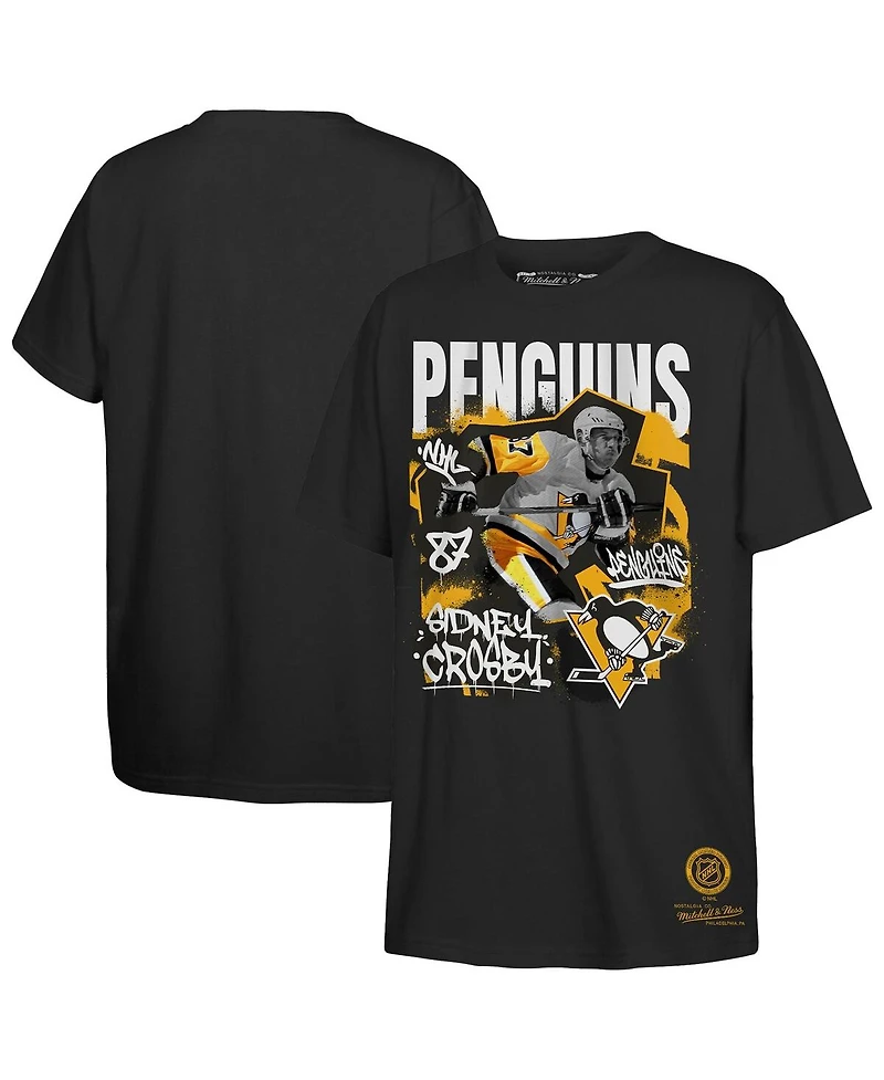Mitchell & Ness Big Boys and Girls Sidney Crosby Black Pittsburgh Penguins Photo Reel Graphic T-Shirt
