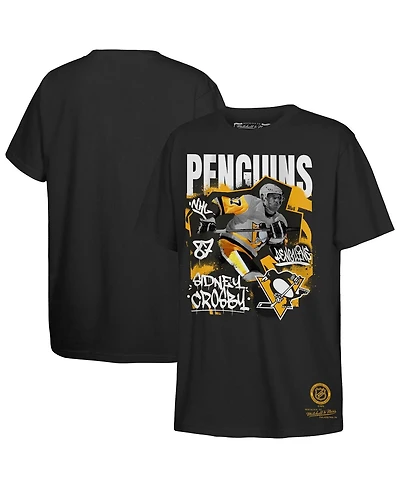 Mitchell & Ness Big Boys and Girls Sidney Crosby Black Pittsburgh Penguins Photo Reel Graphic T-Shirt