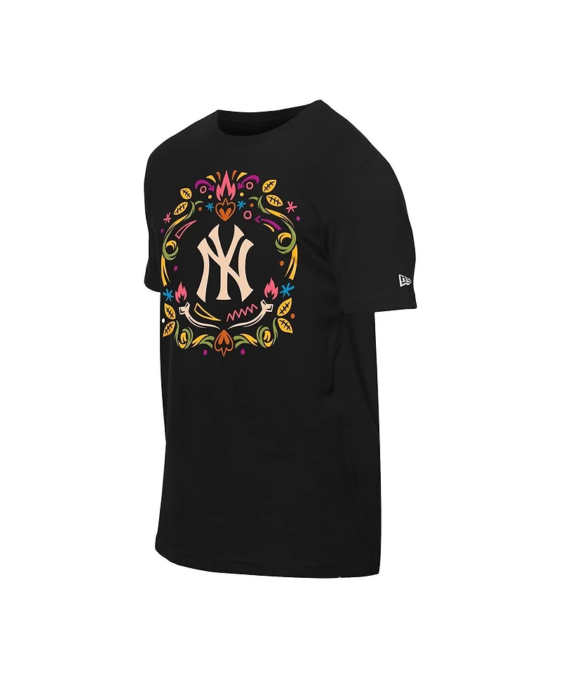 New Era Men's Black York Yankees Dia de los Muertos Washed Oversized T-Shirt