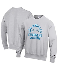 Champion Men's Heather Gray Los Angeles Chargers Reverse Weave Fleece Pullover Sweatshirt
