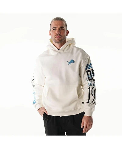 The Wild Collective Men's and Women's Cream Detroit Lions Stacked Graphic Sleeve Fleece Hoodie