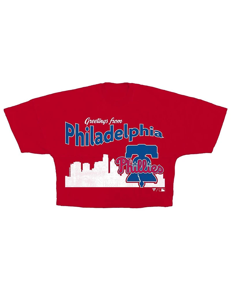 Fanatics Women's Red Philadelphia Phillies Skyline Crop T-Shirt