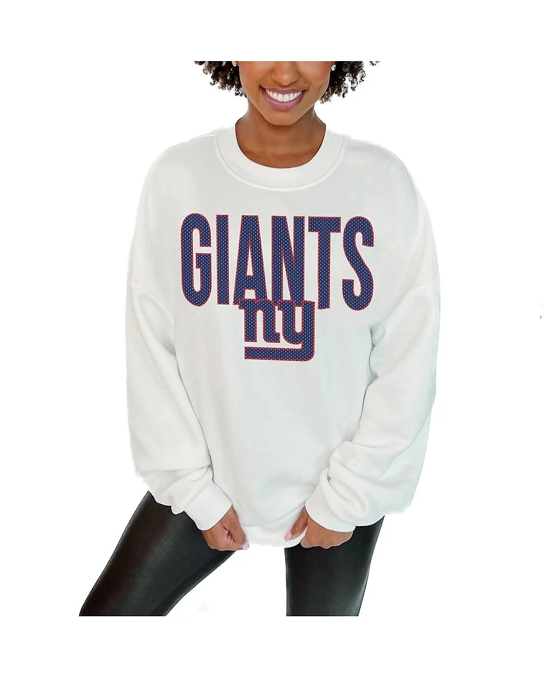 Gameday Couture Women's White New York Giants Just Go with It Oversized Long Sleeve Crewneck Sweatshirt