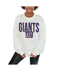 Gameday Couture Women's White New York Giants Just Go with It Oversized Long Sleeve Crewneck Sweatshirt