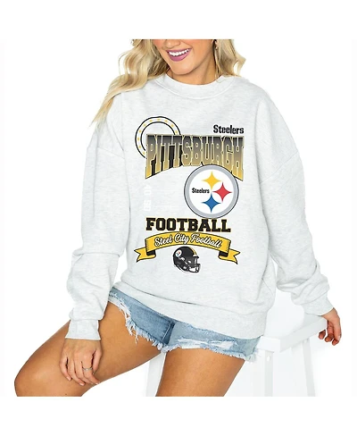 Gameday Couture Women's Ash Pittsburgh Steelers Oversized Run the Show Pullover Sweatshirt
