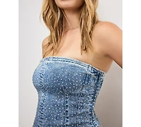 Good American Women's Crystal Strapless Mini Dress, Regular and Plus