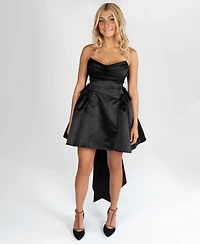 Dear Moon Juniors' Cowl Neck Bow Back Dress