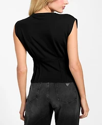 Guess Women's Rose Graphic Corset-Detail Top
