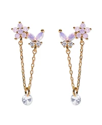 Girls Crew Crystal Gold Plated Butterfly Whispers Dangle Earrings