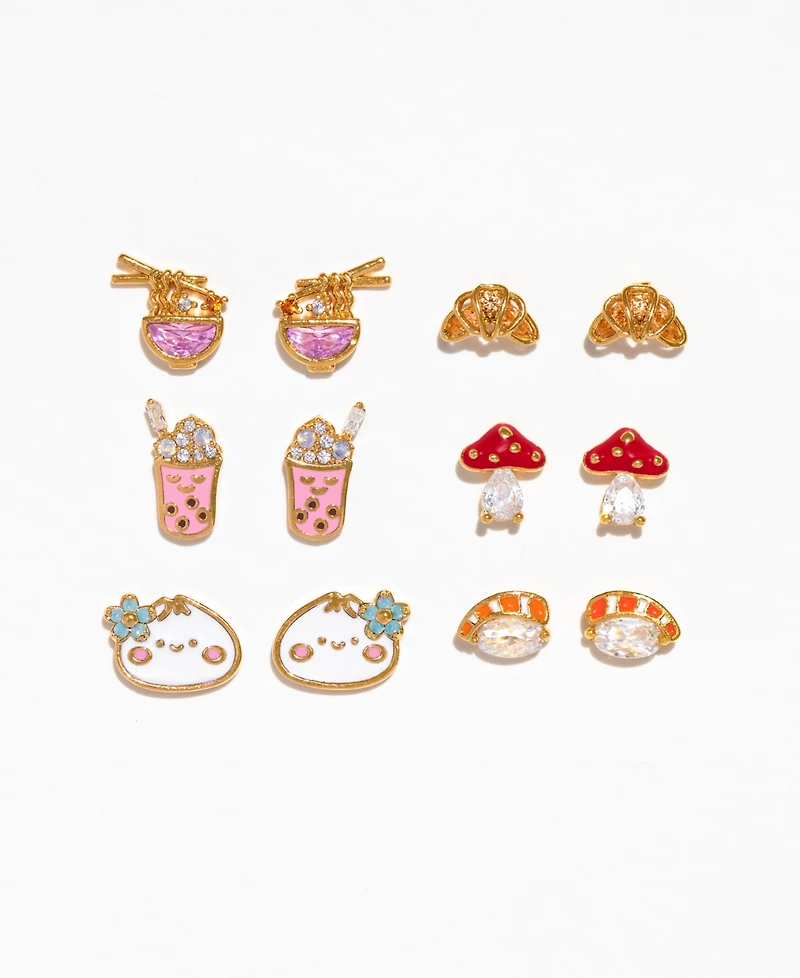 Girls Crew Enamel Juicy Dumpling Gold Plated Stud Earrings