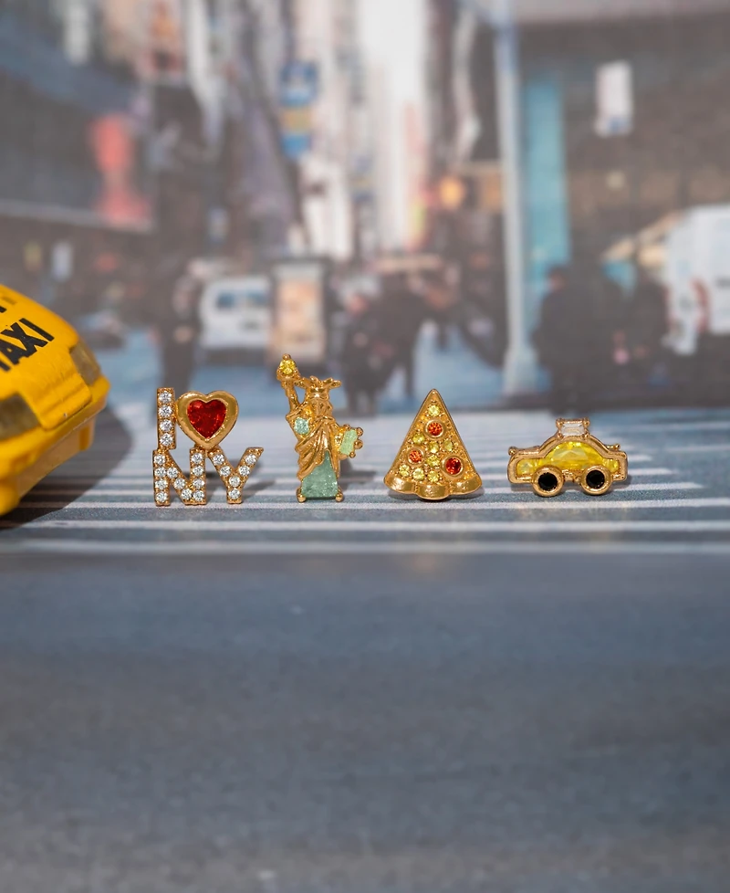 Girls Crew Crystal Gold Plated Big Apple Stud Set