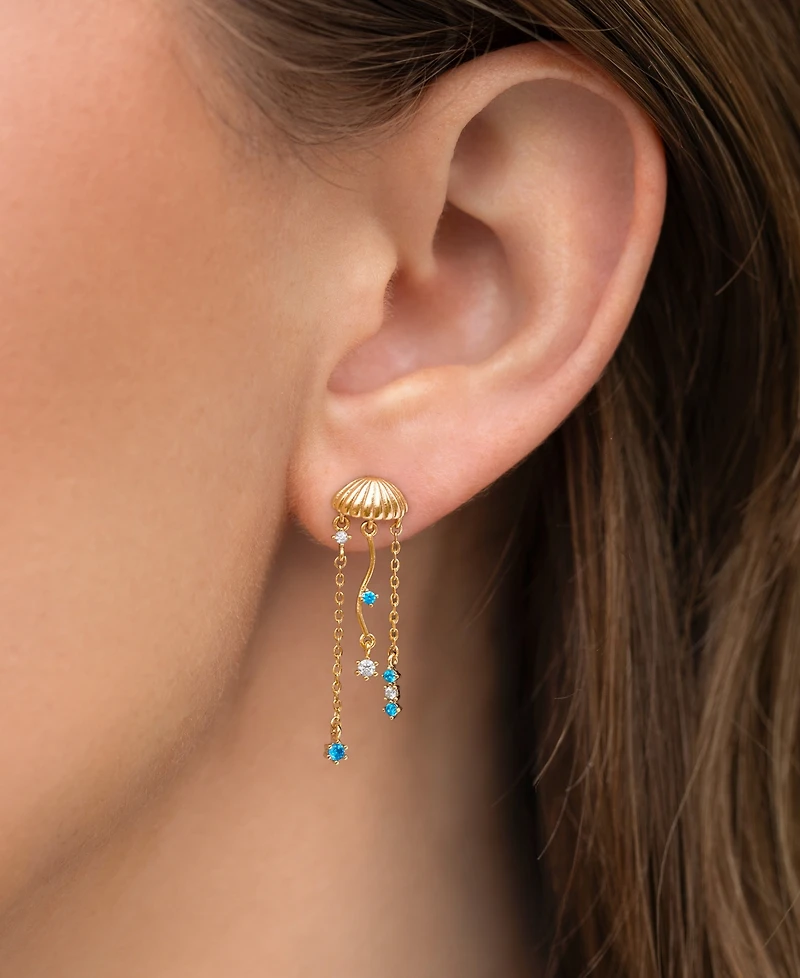 Girls Crew Crystal Jellyfish Gold Plated Dangle Earrings