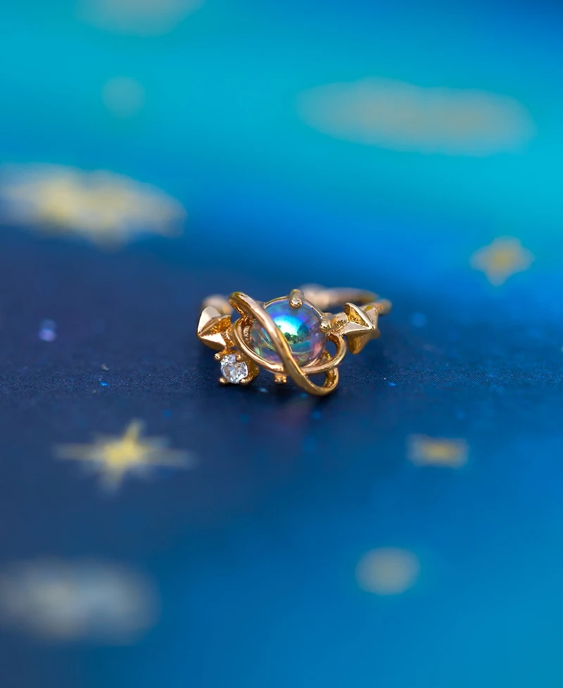 Girls Crew Crystal Gold Plated Rings of Neptune Cuff Earrings