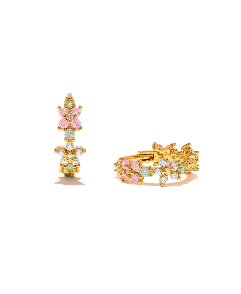 Girls Crew Crystal Pastel Star Gold Plated Huggie Hoop Earrings